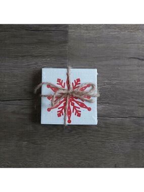 4 Piece Red Snowflake Coaster Set